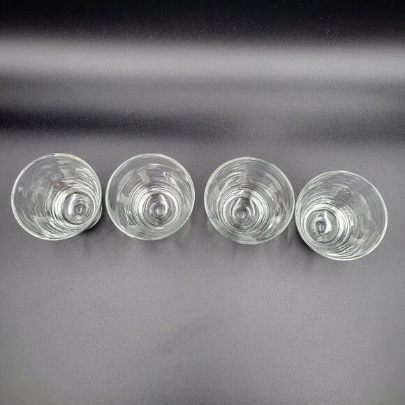 Vintage Shot Glasses Clear Etched Lines MCM Set Of 4 Read - Picture 6 of 9
